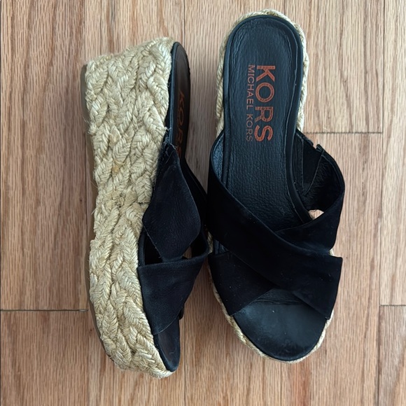 Michael Kors Shoes - Michael Kors Black Espadrille Platform Slide Sandals